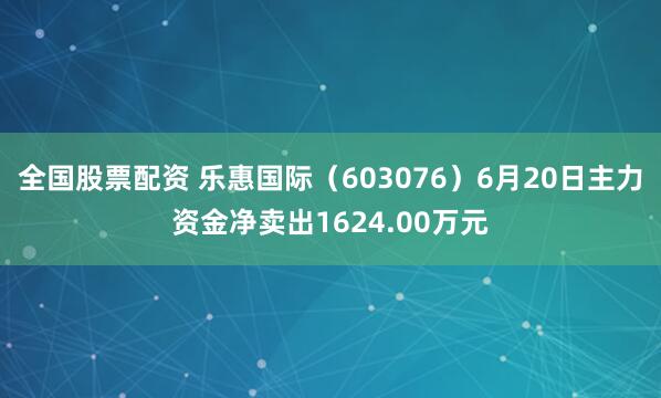 全国股票配资 乐惠国际（603076）6月20日主力资金净卖出1624.00万元